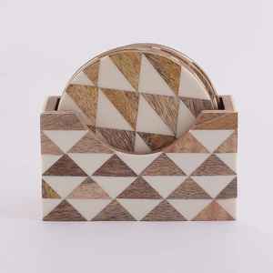 Juego de posavasos Nature Fusion, diseño de madera incrustada en resina, alfombrillas de madera de resina personalizadas, juego de regalo Premium - Product Image 1