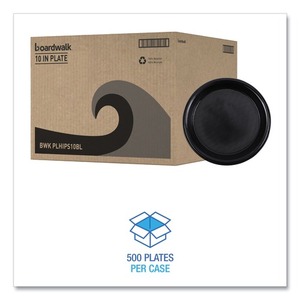 Boardwalk BWKPLHIPS10BL 10 pulgadas. Plato de Plástico Resistente de Gran Diámetro - Negro para Fiestas, 125 Unidades por Paquete, 4 Paquetes por Caja - Product Image 2