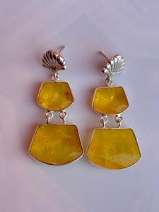 Pendiente hecho a mano de zafiro amarillo de Plata de Ley 925 hermoso pendiente de mujer. - Product Image 3