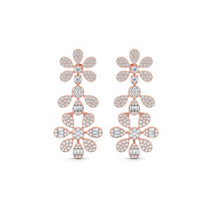 Conjunto de Collar Chapado en Oro, Elegante Diseño Floral Clásico, Oro Rosa de 14K, 18 mm, 40.50 mm, 12.5ct, Baguette, Redondo, 47.4g, VNM-003-14K-RG-VS-SI-GHI - Product Image 3