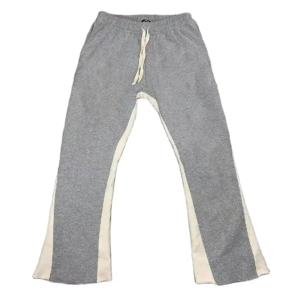 Lupin Felt Acid Wash Flared Trouser <b>Men</b> Casual Drawstring Waist Gray Puff Print Cotton Joggers Flare Sweatpants Fleece Jogger - Product Image 1