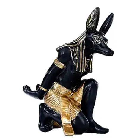 रेसिन प्राचीन मिस्र के कुत्ते एक टेबलटॉप स्टैंड प्रतिमा को सजाता है