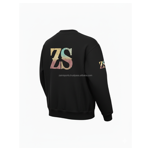 Premium 360 GSM coton polaire sweat doux brossé couche intérieure couleur noire DTG imprimé logo personnalisé unisexe Basics Sweatshirts - Product Image 4