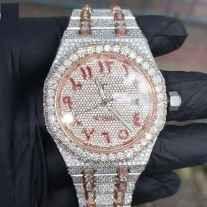 Reloj de lujo Hip Hop para hombre con diamantes de moissanita brillantes Banda de acero inoxidable antigua de moda Estilo de negocios - Product Image 1
