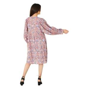 ชุดเดรสแขนยาวผ้าคอตตอนพิมพ์ลายดอกไม้ชุดเดรสลำลองสไตล์โบฮีเมียนฮิปปี้ทรงเอไลน์สำหรับตกแต่งลูกไม้ที่เป็นมิตรต่อสิ่งแวดล้อม - Product Image 6