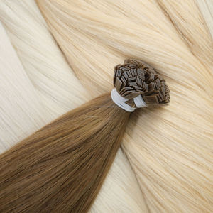 Más vendidos 100% Extensiones de cabello Remy de calidad superior Onda natural recta Cutícula completa Queratina de punta plana en colores Premium - Product Image 1