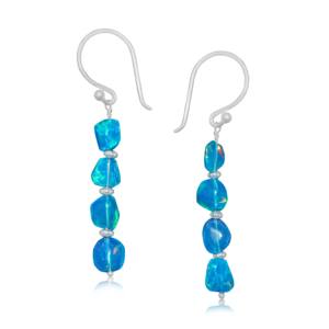 Pendientes colgantes lineales de Plata de Ley 925, cuentas de oro amarillo de ópalo Paraiba, joyería de moda hecha a mano para fiestas de mujeres, bodas - Product Image 1