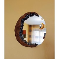 Hot Selling Modern Handmade Asymmetrical Live Edge Wooden Frame Wall Mirror with Customizable Size and Eco-Friendly Design