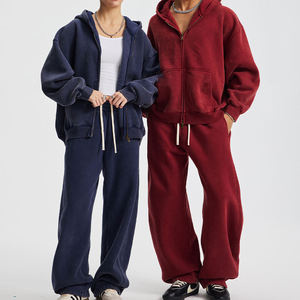 2025 fabricants de vêtements personnalisé lavage à l'acide soleil délavé à capuche coton français éponge poids lourd hommes fermeture éclair Vintage à capuche - Product Image 4