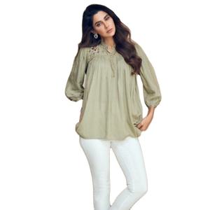 Collection de hauts courts en rayonne lourde brodés de style occidental pour femmes en gros - Product Image 1