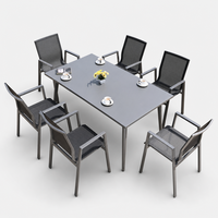 Table et chaises de patio extérieur, design minimaliste moderne, table en alliage d'aluminium imperméable, ensemble de salon mobile pour jardins et terrasses