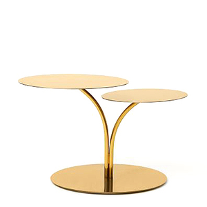 Ensemble de supports à gâteaux en marbre 2 pièces, base ronde en métal doré, dessus en pierre blanche, présentoir élégant pour desserts, personnalisation OEM - Product Image 3