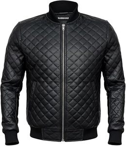 Blouson aviateur matelassé noir pour homme - Blouson aviateur matelassé en cuir d'agneau - Product Image 2
