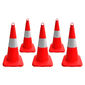 5 cônes de signalisation TPE de 50 cm, cônes de sécurité routière réfléchissants avec bande réfléchissante, sans poids, pour utilisation sur les routes de Dubaï - Product Image 4