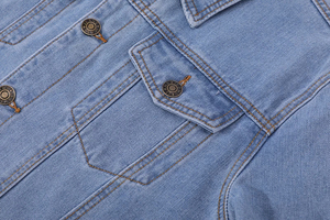 แจ็คเก็ตผ้ายีนส์เข้ารูปสำหรับผู้ชายแจ็คเก็ตลำลองคอปกสีทึบกระดุมแถวเดียวสำหรับฤดูใบไม้ผลิฤดูใบไม้ร่วง - Product Image 6