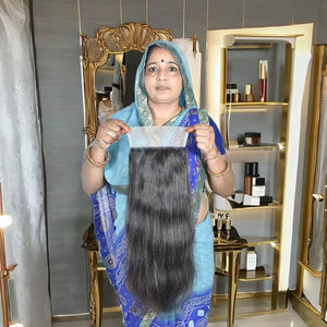 Cheveux humains indiens authentiques disponibles en gros, prix de gros, cheveux vierges Remy naturels, soyeux, fermeture droite, longue couleur noire à vendre - Product Image 1