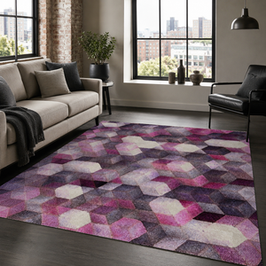 Netline Home Cool Linework Deep Purple Modern Washable <b>Rug</b> - Product Image 1