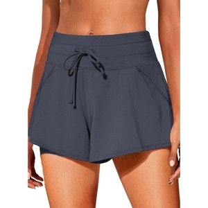 Pantalones cortos de entrenamiento de cintura alta para mujer, pantalones cortos transpirables de doble capa con bolsillos laterales para ocio al aire libre, Fitness, Yoga - Product Image 4