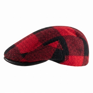 Chapeau en coton à carreaux rouge et noir, unisexe, pour adultes, hiver, décontracté, formel, bonnet de ski, fermeture réglable - Product Image 4