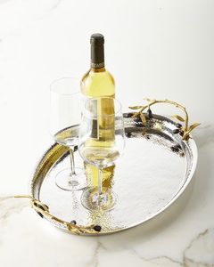 Nouvelle arrivée 2024 Style rustique populaire métal laiton plateau de service alimentaire chaud qualité petit déjeuner planche de service poignée en laiton doré - Product Image 2