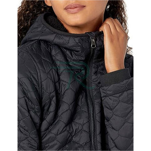 Women's Knitted Eco-Friendly Breathable Puffer Pullover with <b>Quilted</b> Hood Winter <b>Jacket</b> Solid <b>Pattern</b> Padded Hooded Button Thick - Product Image 5