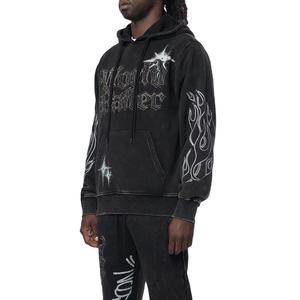 Cotton Blended <b>Top</b> Sale Rhinestone Hoodie Streetwear Fall Winter Clothing Pullover Rinestoned <b>Shiny</b> Logo Printed Hoodies - Product Image 2