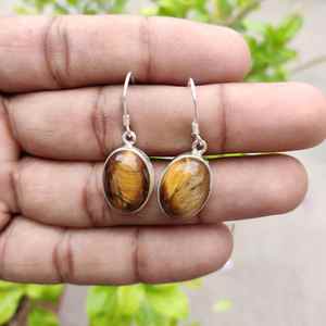 Boucles d'oreilles en forme d'oeil de tigre faites à la main en argent sterling 925 de haute qualité, bijoux en or, vente en gros directe de l'Inde pour les mariages - Product Image 1