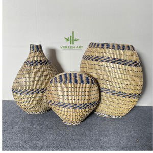 Vases à fleurs en herbe de mer de taille personnalisable, design Art Déco, vase sur pied pour la décoration de la maison, produit coloré - Product Image 1