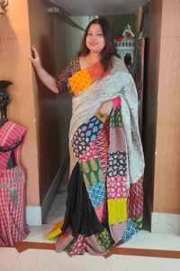 Nouvel arrivage de vêtements de fête 2022, couleur mixte, magnifique Hakoba Ajrakh Saree avec Blouse, achats en ligne depuis la tenue indienne - Product Image 4