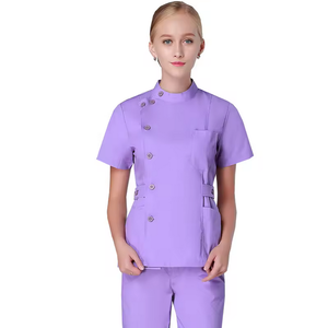 Ensemble de blouses à manches courtes pour femmes Uniformes hospitaliers avec col et fermeture à boutons Uniformes pour le travail - Product Image 6