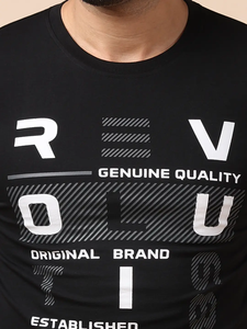 À la mode 100% coton hommes T-Shirt confortable élégant imprimé manches longues cou décontracté noir porter polyvalent Design à la mode - Product Image 3