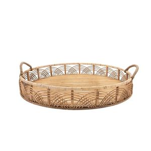 Boho Decorative Serving Tray Brown Rattan Wood Bamboo Water Hyacinth Fringe <b>Placemats</b> <b>Rectangle</b> Home Storage Organizing Tray - Product Image 2