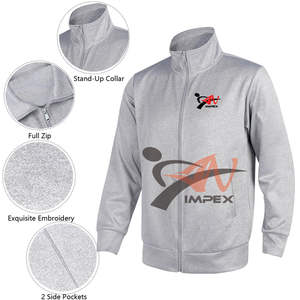 ชุดวอร์มซิปผ้าฟลีซสีเทาอ่อน 100% ผ้าฝ้าย สำหรับผู้ชาย ผลิตโดยมืออาชีพ ความยาวปกติ สวมใส่สบาย สีพื้น สำหรับฤดูหนาว - Product Image 2