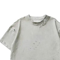 Logo personnalisé poids lourd Streetwear t-shirts Pour Hommes Vintage délavé hommes recadrée surdimensionné en détresse t-shirt