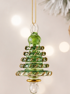 Ornement de Noël en verre fait main à plusieurs niveaux avec accents en or 24 carats et boucle de suspension intégrée |   Décoration d'intérieur de luxe personnalisable - Product Image 3