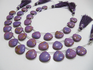 Cobre púrpura turquesa 14-15mm cuentas en forma de corazón hebra larga de 8 pulgadas con 14 joyas de piedra de cristal liso - Product Image 3