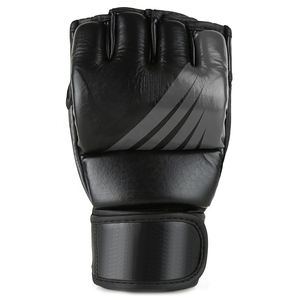 Professionnel Premium Demi Doigt Couverture Sport MMA Cuir Gfrom Pakistan Gris Et Noir MMA Gants Sangle Fermeture - Product Image 5