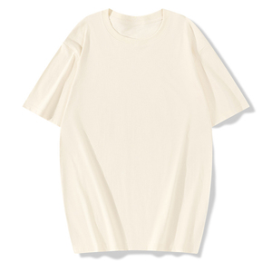 OEM personalizado logotipo diseño pesado 220g puro algodón color sólido suelta casual tops cuello redondo media manga camiseta - Product Image 2