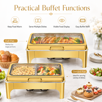 Ensemble de chauffe-plats en acier inoxydable doré de luxe 9L équipement de restauration pour l'utilisation de fête de restaurant d'hôtel de mariage