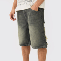 Jeans Casuales de Algodón Orgánico de Alta Calidad para Hombre, Talla Grande, Personalizados, Transpirables, hasta la Rodilla, Desgastados, con Cintura Elástica, para Verano