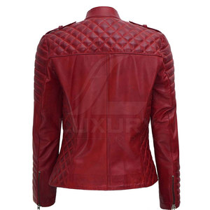 Hot Selling Women's Solid Leather Jacket with <b>Stand</b> Collar Breathable Knitted Design at Reasonable Price - Product Image 3