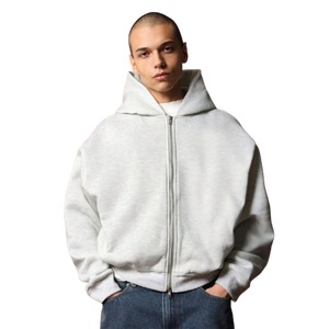 เสื้อฮู้ดผ้าฝ้ายหนาแบบมีซิปสำหรับผู้ชาย, เสื้อครอปโอเวอร์ไซส์โอเวอร์ไซส์ออกแบบโลโก้ได้ตามต้องการ - Product Image 1