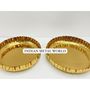 Tazón de Chocolate de Metal Dorado Acanalado de Alta Calidad, Plato Redondo para Postres, Decoración para Fiestas y Bodas, Vajilla Elegante, Soporte para Postres - Product Image 1