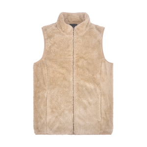 Personnalisable femmes hiver chaud Streetwear polaire Sherpa veste sans manches avec fermeture éclair décontracté coton rempli - Product Image 3