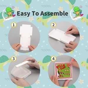 Mini cajas de pizza Tortugas Pizza pequeña Pizza cuadrada pequeña Pizza cartón con pegatinas para favores de fiesta 3,54x3,54x0,78 pulgadas - Product Image 3