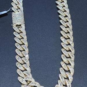 Cadena de eslabones cubanos de moissanita chapada en rodio de 14mm, regalo de boda para hombre, corte redondo Baguette, joyería fina helada, Plata de Ley 925 - Product Image 4