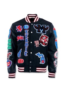 Blouson Bomber Collège Personnalisé en Cuir Brodé Chenille pour Homme et Femme 2025 - Product Image 4