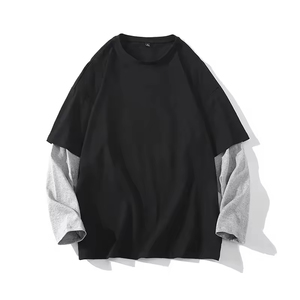 Camiseta de punto de gran tamaño con estampado gráfico de letras góticas de manga larga de doble capa para mujer, Top de calle para hombre - Product Image 5