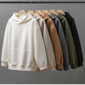 2023 automne hommes 420G lourd lisse polaire sweat à capuche coupe ample couleur unie à manches longues vêtements d'hiver - Product Image 6