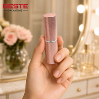 Tube de rouge à lèvres en or rose, conteneur cosmétique en métal, fermeture magnétique, logo personnalisé, emballage de maquillage